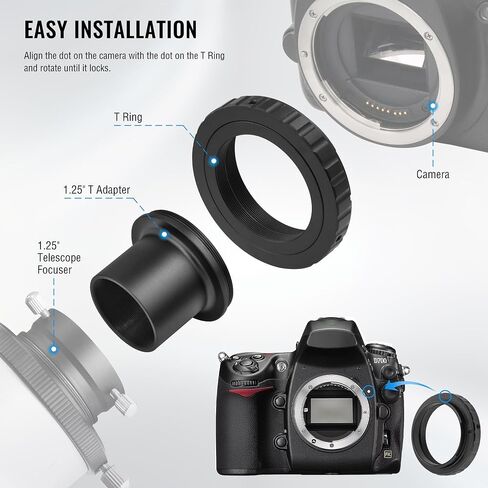 ALSTAR TELESCOPE Photo Adapter لكاميرات Nikon SLR/DSLR - حزمة مع - 2 "محول الكاميرا البؤرية T -2 in Saudi Arabia