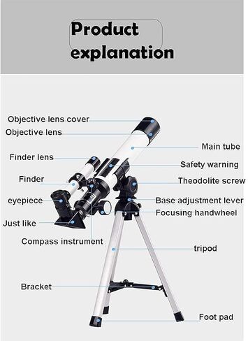 Telescope 40mm Aperture 400mm Mount Astronomical Refracting Telescope Adjustable Tripod for Beginners and Kids The Best Astronomy Gift (with Mobile Phone Holder) in Kuwait