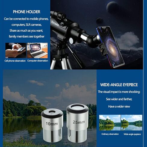 Astronomical Telescope for Kids Beginners 400/70Mm Refractor Monocular Telescopes with Adjustable Tripod Phone Adapter Planetary Multiplier and Carry Bag in Saudi Arabia