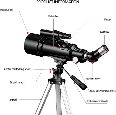 Astronomical Telescope for Kids Beginners 400/70Mm Refractor Monocular Telescopes with Adjustable Tripod Phone Adapter Planetary Multiplier and Carry Bag in Saudi Arabia