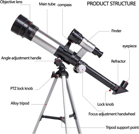 تلسكوب لعلم الفلك 50 ملم HD Telescope Telescope والمبتدئين مع ترايبود قابل للتعديل ونطاق الباحث مثالي للأطفال التعليمية والهدية in Saudi Arabia