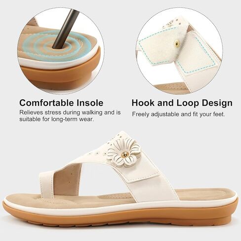 صندل الصيف للنساء 2025: شقق مريحة للمشي أحذية السيدات القابلة للتعديل للشاطئ في الهواء الطلق الشاطئ in Kuwait