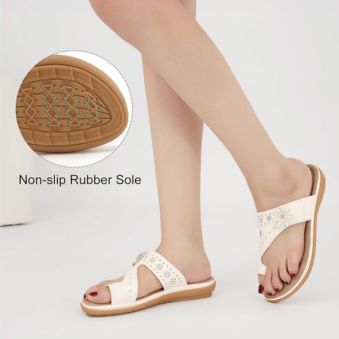 صندل الصيف للنساء 2025: شقق مريحة للمشي أحذية السيدات القابلة للتعديل للشاطئ في الهواء الطلق الشاطئ in Kuwait