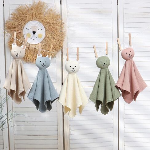 Lawkul Bunny Lovey Baby Blanket Soft Acudly Security Blanket Snuggle Computing for Newborns Toddler Boy Girl Camel 16x16in in Kuwait