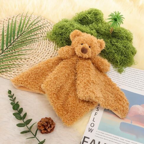 Apricot Lamb Velvet Bear Soft Loveys for Babies, Security Blanket for Baby Boy and Girl, 14x14 Inches for Infant and Toddlers in Saudi Arabia