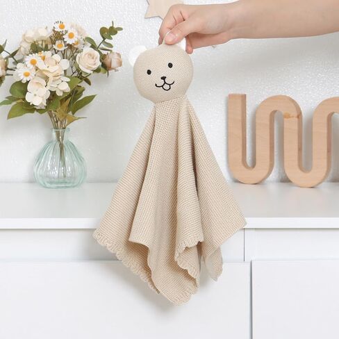 Lawkul Bunny Lovey Baby Blanket Soft Acudly Security Blanket Snuggle Computing for Newborns Toddler Boy Girl Camel 16x16in in Kuwait