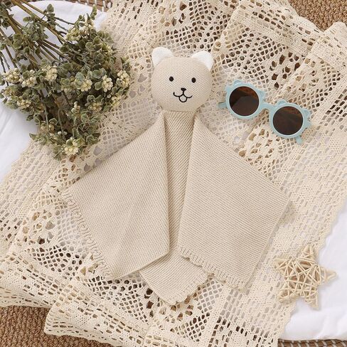 Lawkul Bunny Lovey Baby Blanket Soft Acudly Security Blanket Snuggle Computing for Newborns Toddler Boy Girl Camel 16x16in in Kuwait