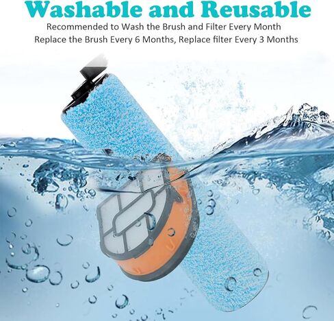 WD161 بديل أسطوانة ومرشح لسقف Shark Hydrovac Messmaster Wet Dry Cleaner WD161 ، AW261 ، WD261 ، WD160 ، WD260 ، 2 بكرات الفرش in Kuwait
