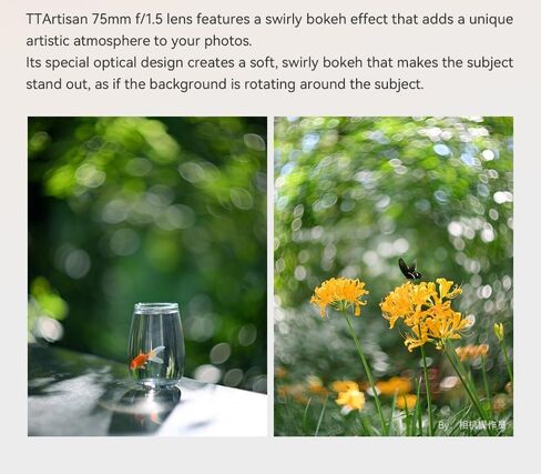 Ttartisan 75mm F1.5 Swirly Bokeh Full Frame Lens مع مرشح عدسة 58 مم F1.5 فتحة كبيرة متوافقة مع عدسة M42 Mount Camera in Saudi Arabia