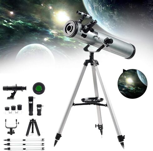 تلسكوب للمبتدئين 525x-35x 76mm HD Refractor Telescope لعلم الفلك ، نطاق بداية الانكسار مع ترايبود+نطاق Finder+2Extender+مرشح القمر+3 العدسة in Saudi Arabia