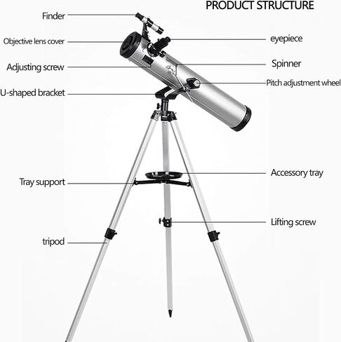 تلسكوب للمبتدئين 525x-35x 76mm HD Refractor Telescope لعلم الفلك ، نطاق بداية الانكسار مع ترايبود+نطاق Finder+2Extender+مرشح القمر+3 العدسة in Saudi Arabia