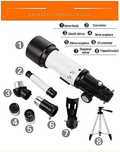 2021 تحديث تلسكوب الانكسار 50-100 مم من تلسكوبات Telescope Telescope المحمولة لعلم الفلك المبتدئين الأطفال مع ترايبود وحقيبة الظهر (اللون أ) أ in Saudi Arabia