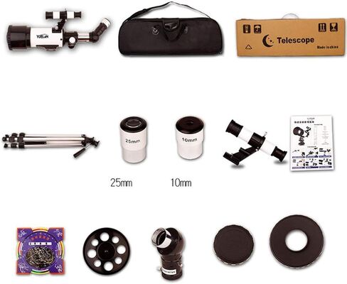 تلسكوب للأطفال للبالغين المبتدئين في علم الفلك 70 ملم فتحة 300 ملم جبل تلسكوب الانكسار 1.5x انتصاب العدسة 3x بارلو العدسة in Kuwait