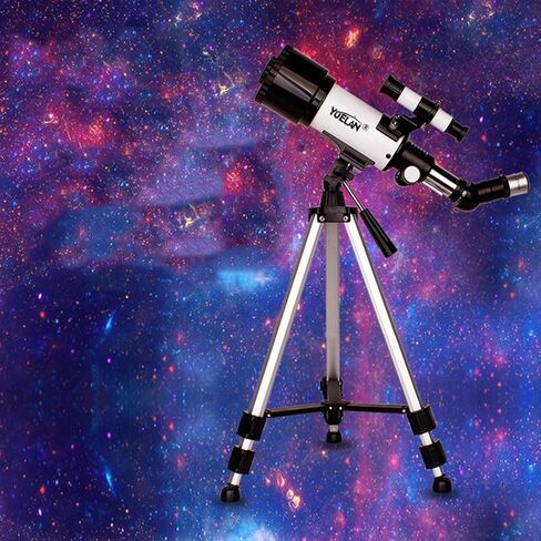 تلسكوب للأطفال للبالغين المبتدئين في علم الفلك 70 ملم فتحة 300 ملم جبل تلسكوب الانكسار 1.5x انتصاب العدسة 3x بارلو العدسة in Kuwait