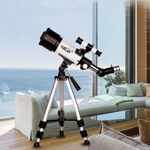 تلسكوب للأطفال للبالغين المبتدئين في علم الفلك 70 ملم فتحة 300 ملم جبل تلسكوب الانكسار 1.5x انتصاب العدسة 3x بارلو العدسة in Kuwait