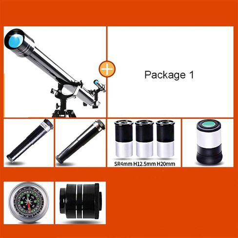 تلسكوب علم الفلك 900 مم طول البؤرة السماء والأرض مزدوجة الغرض من تلسكوب المبتدئين المبتدئين للأطفال والبالغين مع البوصلة المعدنية ترايبود وعدسة (اللون: الحزمة 3) (الحزمة 1) in Kuwait