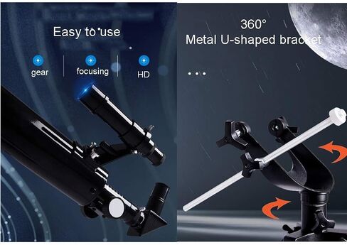 تلسكوب علم الفلك 900 مم طول البؤرة السماء والأرض مزدوجة الغرض من تلسكوب المبتدئين المبتدئين للأطفال والبالغين مع البوصلة المعدنية ترايبود وعدسة (اللون: الحزمة 3) (الحزمة 1) in Kuwait