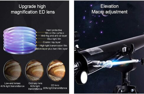 تلسكوب علم الفلك 900 مم طول البؤرة السماء والأرض مزدوجة الغرض من تلسكوب المبتدئين المبتدئين للأطفال والبالغين مع البوصلة المعدنية ترايبود وعدسة (اللون: الحزمة 3) (الحزمة 1) in Kuwait