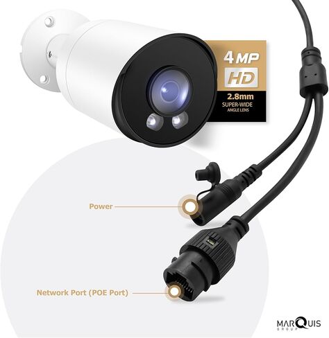 4MP POE IP BULLET CAMERA مع الصوت ، كاميرا IP لأمن IP مصنفة في الهواء الطلق ، IP66 مقاوم للماء ، 108 ° زاوية 2.8 مم (ليلة اللون) NDAA متوافقة in Kuwait