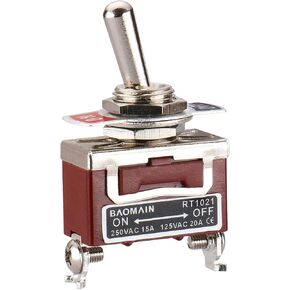 Baomain Toggle Switch DPST ON/Off 2 Position 250VAC 15A 125VAC 20A 1/2" mounting Hole Screw Terminal RT1221 in Kuwait