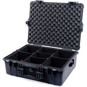 Pelican 1600 Case by ColorCase - Black - Large Size Waterproof Case with TrekPak Divider System & Convoluted Lid Foam - Black Handle & Latches in Kuwait