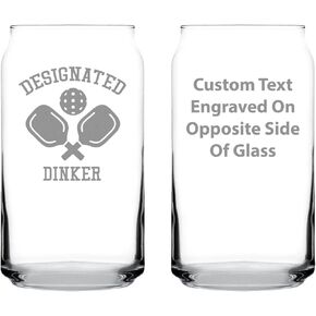 Designated Dinker - Beer Can Pint Glass - Funny Pickleball Themed Decor and Gifts - 16 oz Glasses in Saudi Arabia