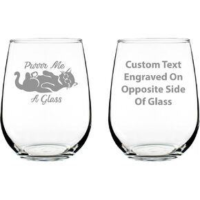 Purr Me A Glass – Cat Stemless Wine Glass, Etched Sayings, Cute Funny Kitten Gift, Large Glasses in Kuwait