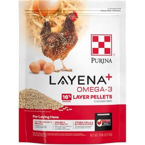 Purina Layena+ | Nutritionally Complete Layer Hen Feed | Omega 3 Formula - 10 Pound (10 lb) Bag in Saudi Arabia