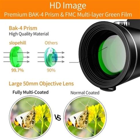 12x50 تلسكوب أحادي الطاقة عالي الطاقة مع حامل هاتف ترايبود - مثالي للسفر والعرض والصيد in Kuwait