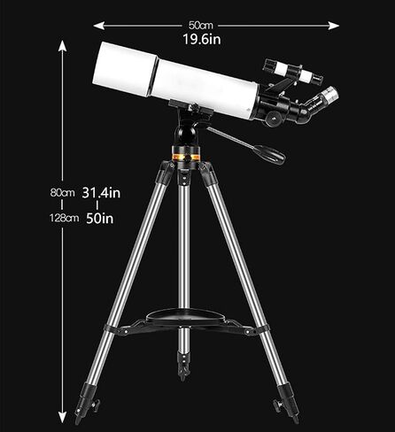 Astronomical Telescope Profession Stargazing Telescopes for Adult Beginners 80mm Astronomy Refractor Telescope with Adjustable Tripod Eyepiece 10mm/25mm in Kuwait