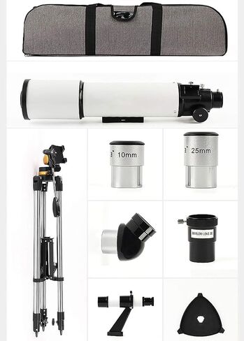 Astronomical Telescope Profession Stargazing Telescopes for Adult Beginners 80mm Astronomy Refractor Telescope with Adjustable Tripod Eyepiece 10mm/25mm in Kuwait