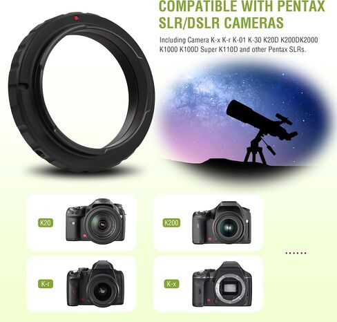Alstar T Ring Adapter for Pentax SLR/DSLR Cameras - Bundle with - T2-Extension Tube Kit in Saudi Arabia