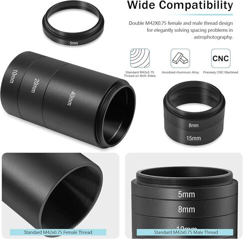 محول Ring Alstar T لجميع كاميرات Canon EOS SLR/DSLR - حزمة مع - مجموعة أنبوب T2 -Extension الفلكية T2 in Saudi Arabia