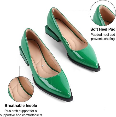 Chunky Heel Womens Pumps Stylish Pointed Toe Pumps Shoes for Women Comfortable Low Heels Fashionable Dress Shoe for Work Office Walking in Saudi Arabia