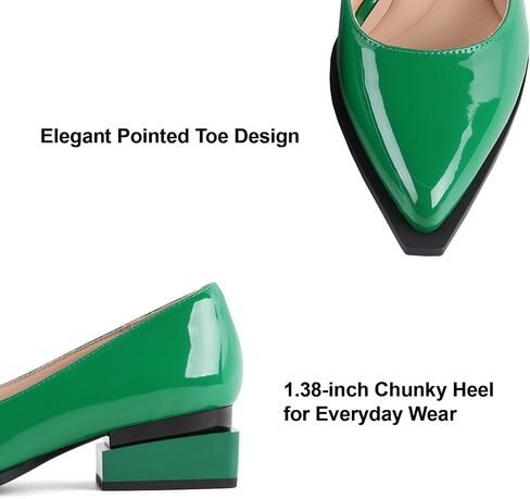 Chunky Heel Womens Pumps Stylish Pointed Toe Pumps Shoes for Women Comfortable Low Heels Fashionable Dress Shoe for Work Office Walking in Saudi Arabia
