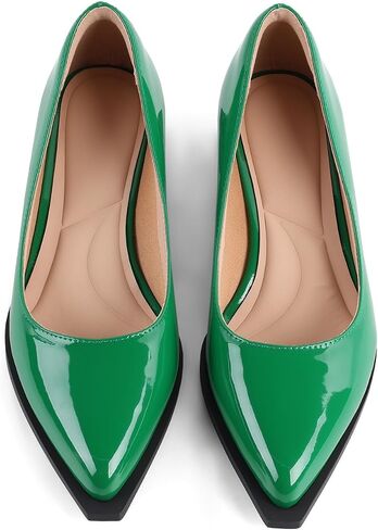 Chunky Heel Womens Pumps Stylish Pointed Toe Pumps Shoes for Women Comfortable Low Heels Fashionable Dress Shoe for Work Office Walking in Saudi Arabia