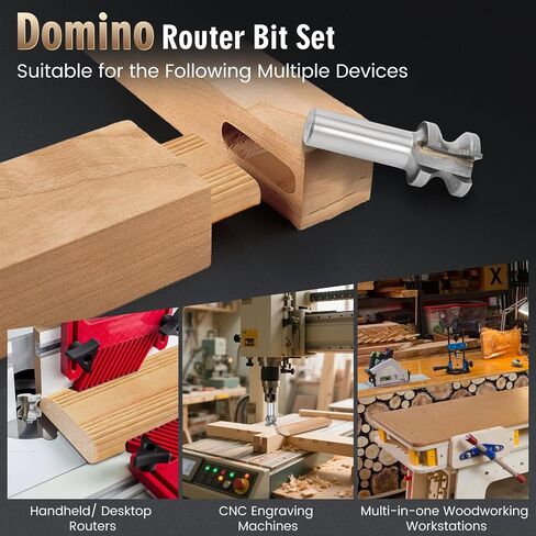 أجهزة التوجيه Domino Tenons تتوافق مع DF500/DF700 Domino Tenons - 5 مم ، 6 مم ، 8 مم ، 10 مم ، 1/2 أجهزة التوجيه شانك مع أخاديد موجة عميقة مناسبة لمجموعة متنوعة من الأخشاب in Kuwait
