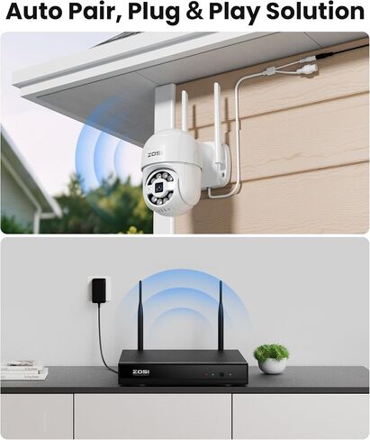 Zosi 8ch 2K WIFI WIFI Home Security Camera System ، 4 × C289 3MP 2K PAN/TILT WIFI كاميرا خارجية ، تتبع تلقائي ، رؤية ليلية ملونة ، الكشف البشري منظمة العفو الدولية ، إنذار صفارات الإنذار الأضواء ، الصوت في اتجاهين ، 500 جيجابايت HDD in Saudi Arabia