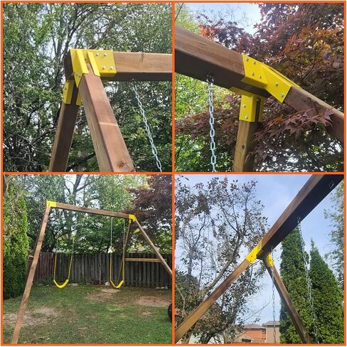 Swing Set Brackets 10",Bolt-Thru Construction Swing Set Hardware Kit w/3MM Thickness Steel for 4x4 Legs & 4x6 Beam, Wood End Bracket Maximum Protection of Children's Safety (Black 2 Pack) in Saudi Arabia