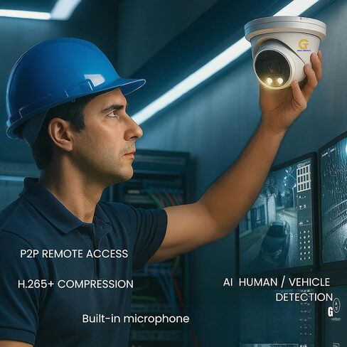 -IP Security Camera System Dome 4K- Ultra HD 8MP PoE IP Camera – Full-Color Night Vision, High Resolution Monitor 3840 x 2160 - Facial Recognition Software - Human/Vehicle Detection in Saudi Arabia