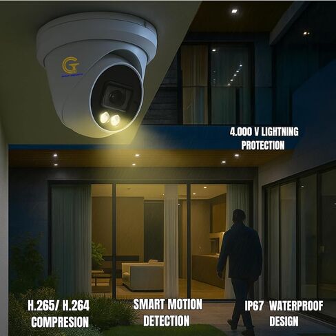 -IP Security Camera System Dome 4K- Ultra HD 8MP PoE IP Camera – Full-Color Night Vision, High Resolution Monitor 3840 x 2160 - Facial Recognition Software - Human/Vehicle Detection in Saudi Arabia