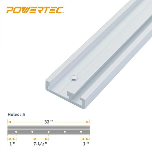 POWERTEC 71359-P2 Aluminum Combo T-Track Miter Track for Woodworking | 32" Dual Tracks Rail Aluminum Grey | 2 PK in Saudi Arabia