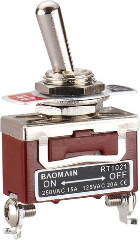 Baomain Toggle Switch DPST ON/Off 2 Position 250VAC 15A 125VAC 20A 1/2" mounting Hole Screw Terminal RT1221 in Kuwait