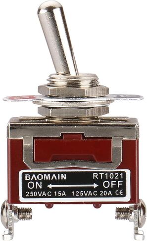Baomain Toggle Switch DPST ON/Off 2 Position 250VAC 15A 125VAC 20A 1/2" mounting Hole Screw Terminal RT1221 in Kuwait