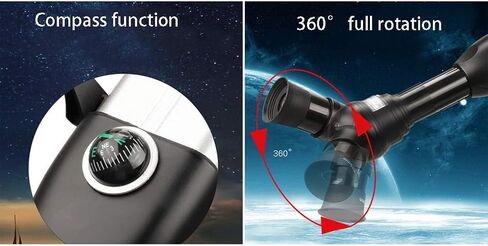 تلسكوب الأطفال للبالغين المبتدئين في علم الفلك 60 مم من التلسكوبات الانكسار مع جنة ترايبود قابلة للتعديل وظيفة بوصلة الأرض (اللون: حزمة) (حزمة) in Kuwait