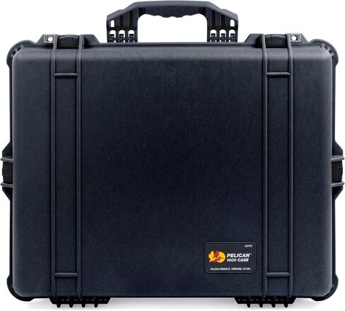 Pelican 1600 Case by Colorcase - Black - Size Size Case Waterproof مع نظام مقسم Trekpak ورغوة الغطاء المعقدة - المقبض الأسود والمزالج in Kuwait