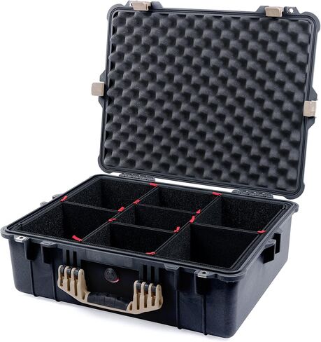 Pelican 1600 Case by ColorCase - Black - Large Size Waterproof Case with TrekPak Divider System & Convoluted Lid Foam - Black Handle & Latches in Saudi Arabia