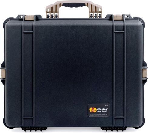 Pelican 1600 Case by ColorCase - Black - Large Size Waterproof Case with TrekPak Divider System & Convoluted Lid Foam - Black Handle & Latches in Saudi Arabia