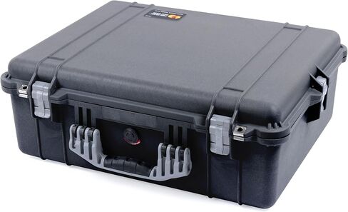 Pelican 1600 Case by Colorcase - Black - Size Size Case Waterproof مع نظام مقسم Trekpak ورغوة الغطاء المعقدة - المقبض الأسود والمزالج in Kuwait