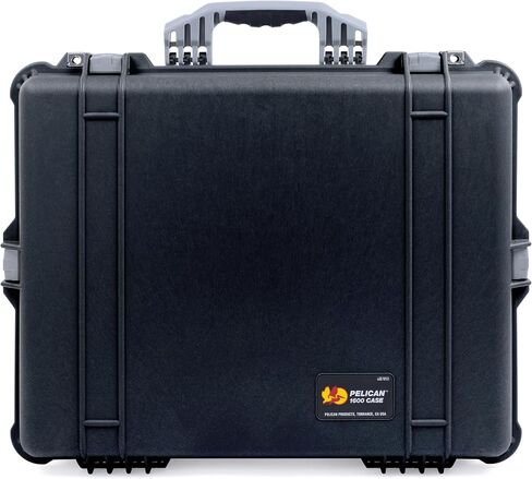 Pelican 1600 Case by Colorcase - Black - Size Size Case Waterproof مع نظام مقسم Trekpak ورغوة الغطاء المعقدة - المقبض الأسود والمزالج in Kuwait